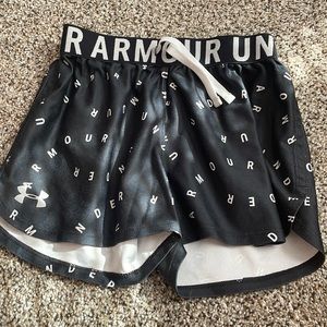 Black and white under armor shorts